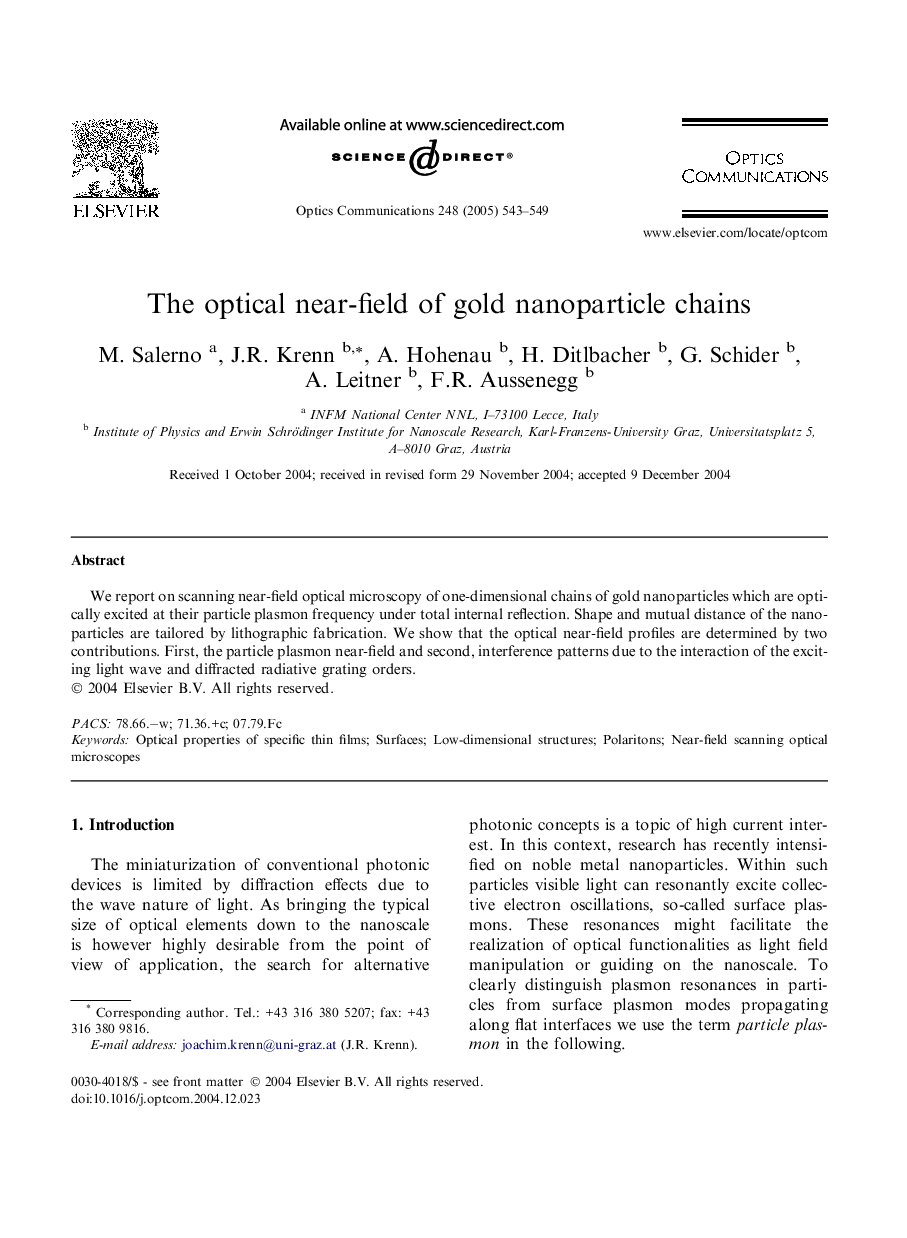 The optical near-field of gold nanoparticle chains