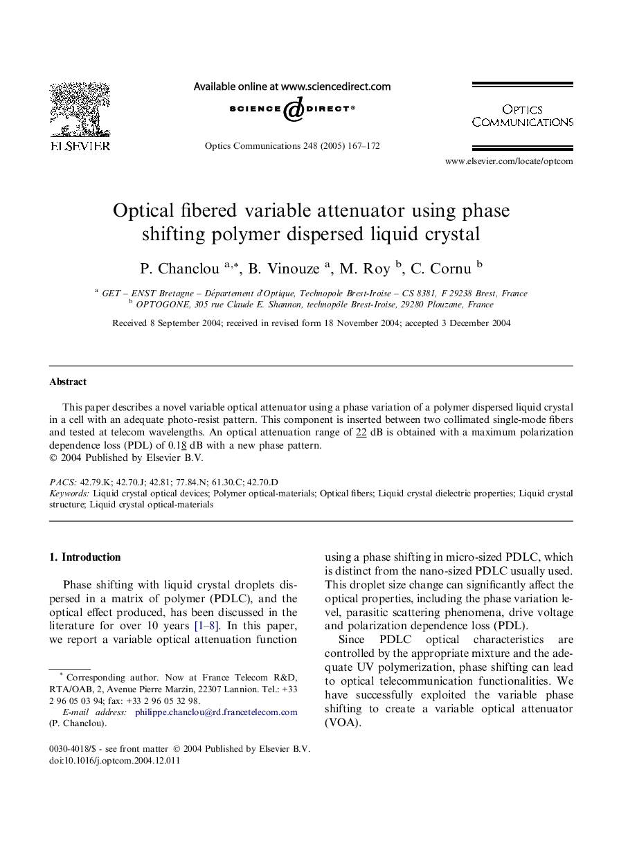 Optical fibered variable attenuator using phase shifting polymer dispersed liquid crystal