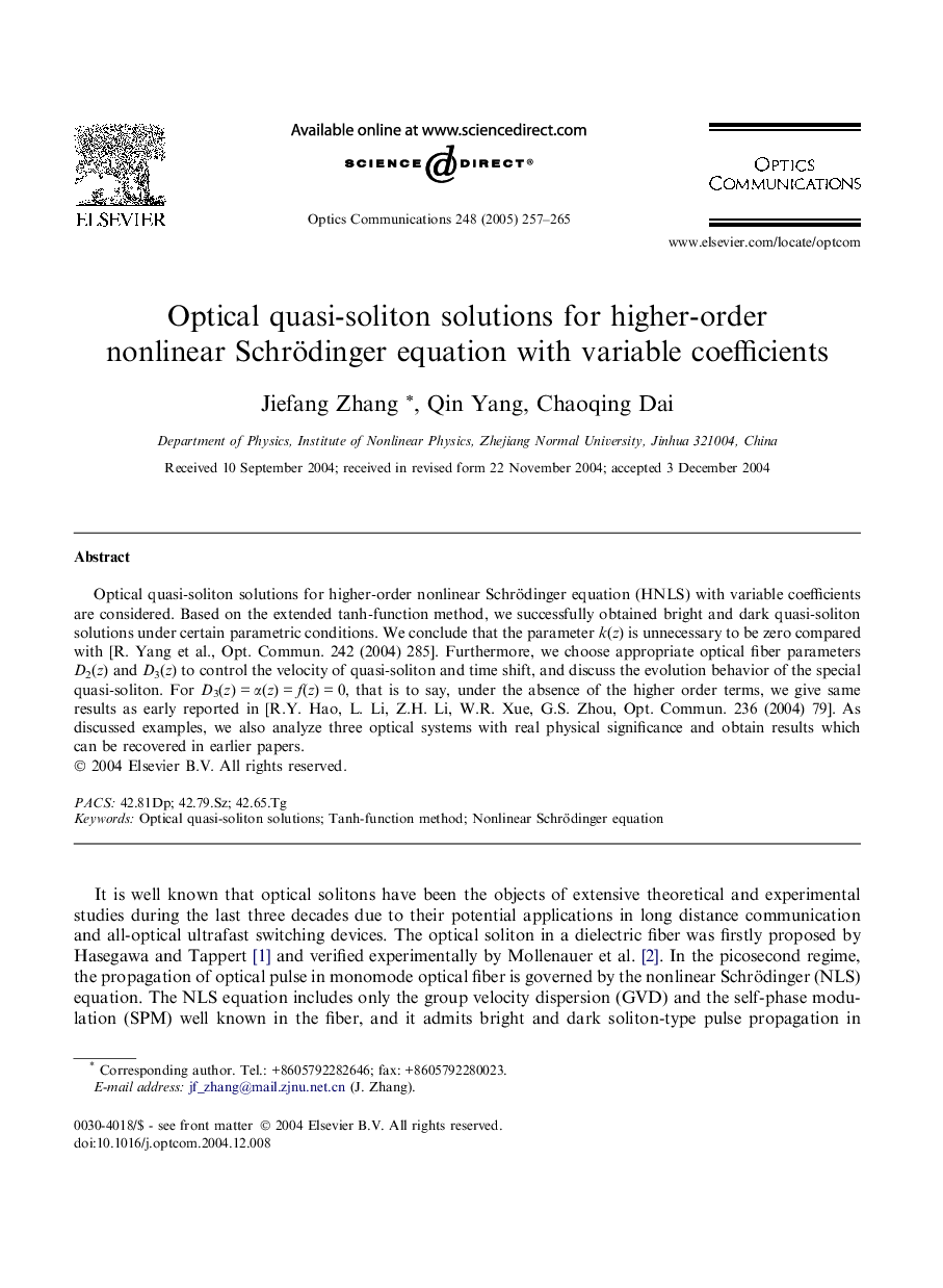 Optical quasi-soliton solutions for higher-order nonlinear Schrödinger equation with variable coefficients