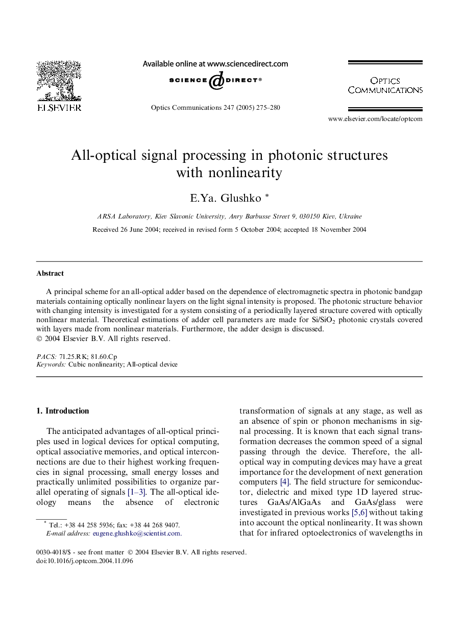 All-optical signal processing in photonic structures with nonlinearity