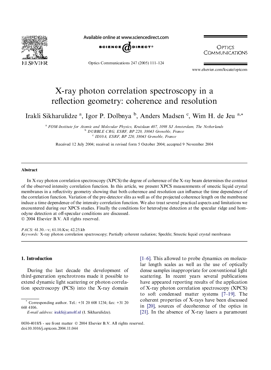 X-ray photon correlation spectroscopy in a reflection geometry: coherence and resolution