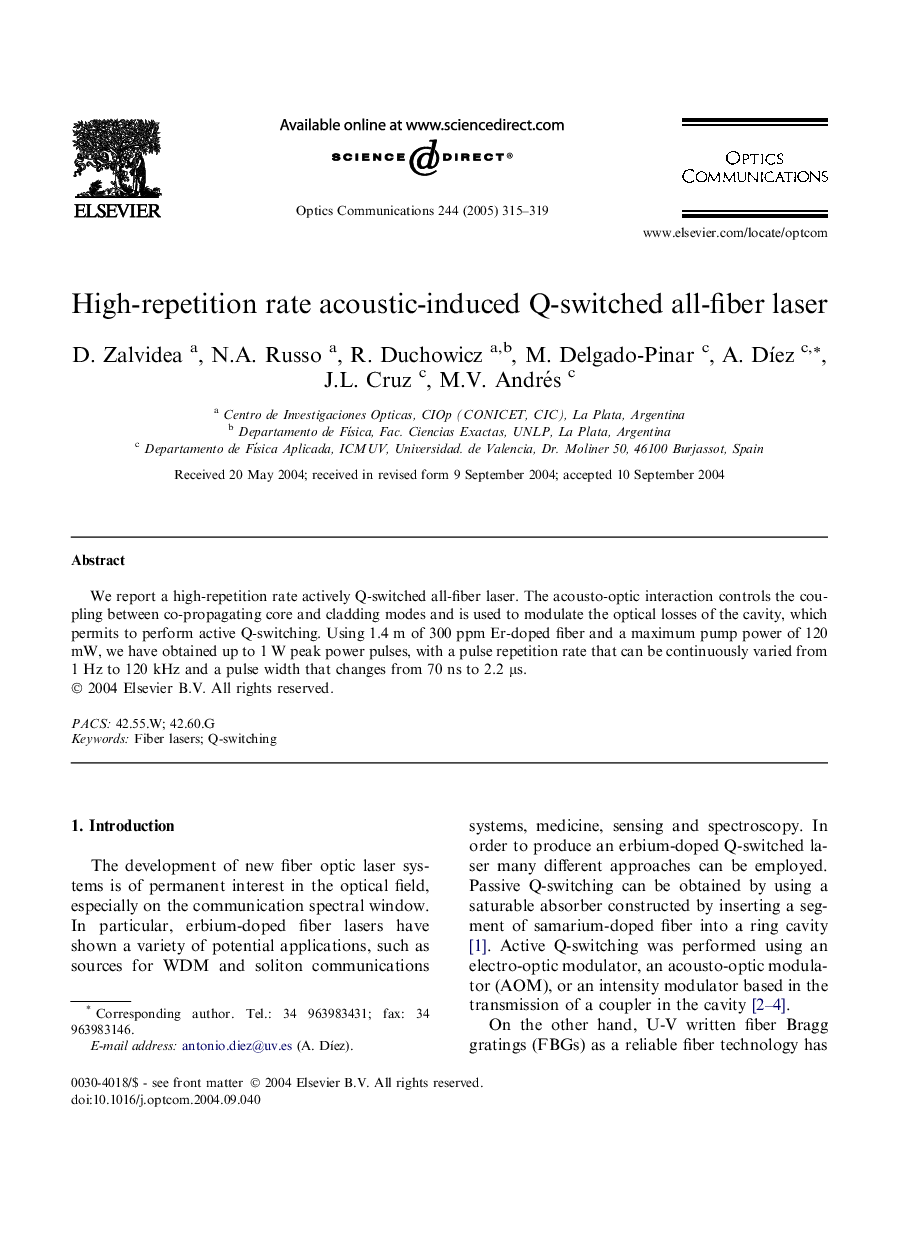 High-repetition rate acoustic-induced Q-switched all-fiber laser