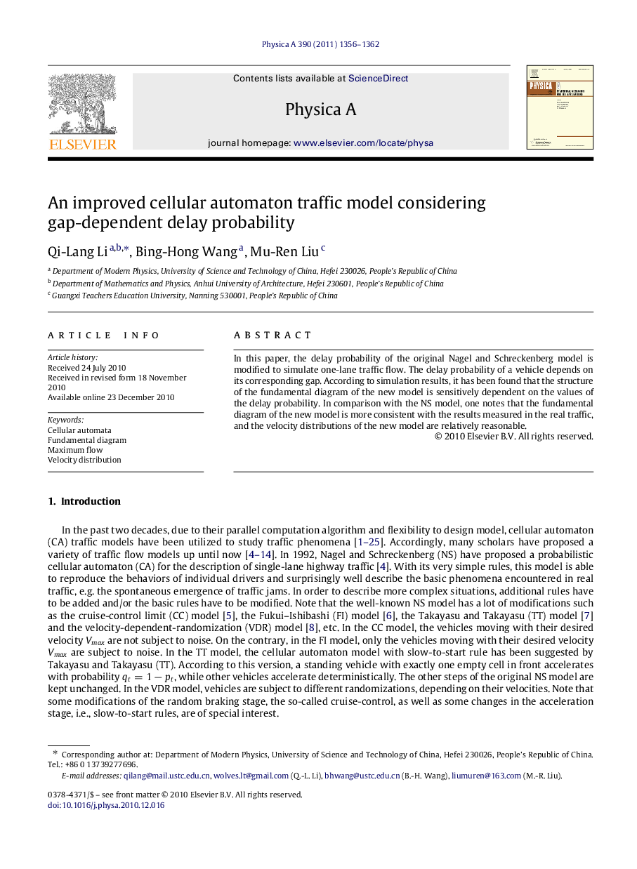 An improved cellular automaton traffic model considering gap-dependent delay probability