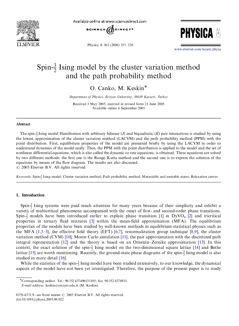 Spin-32 Ising model by the cluster variation method and the path probability method