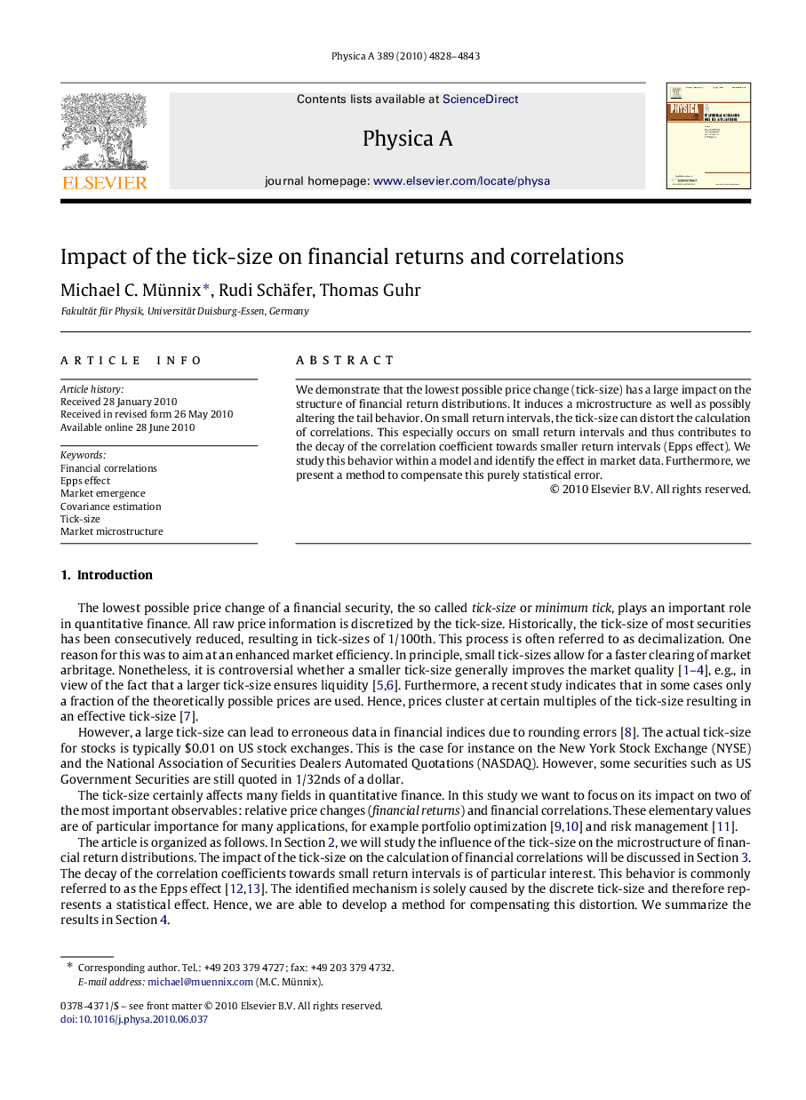 Impact of the tick-size on financial returns and correlations