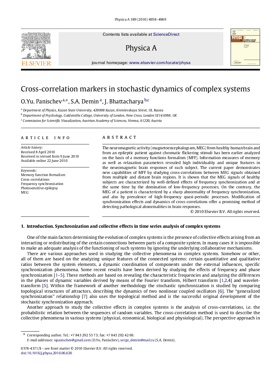 Cross-correlation markers in stochastic dynamics of complex systems