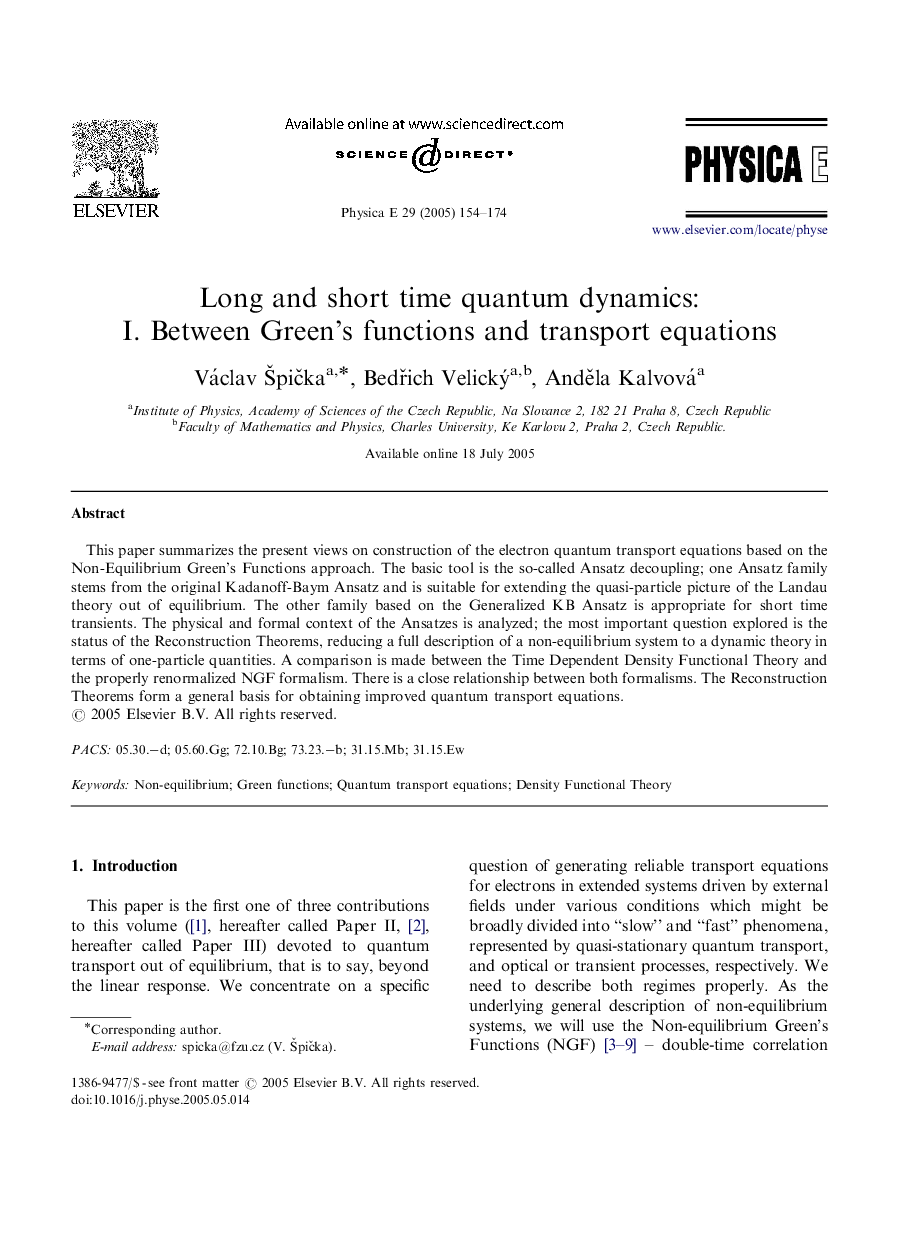 Long and short time quantum dynamics: I. Between Green's functions and transport equations