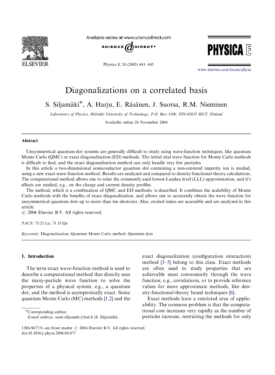 Diagonalizations on a correlated basis