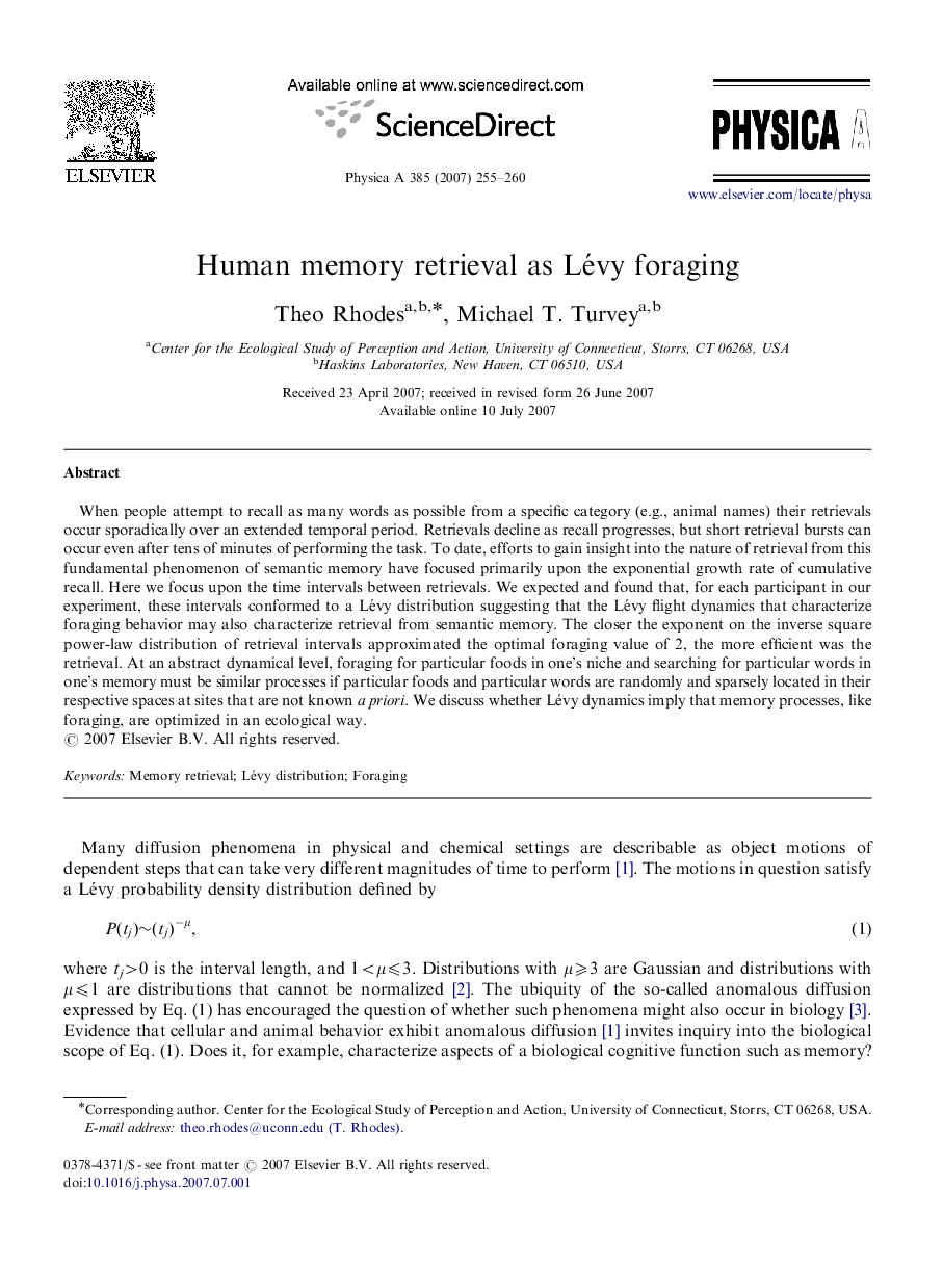 Human memory retrieval as Lévy foraging