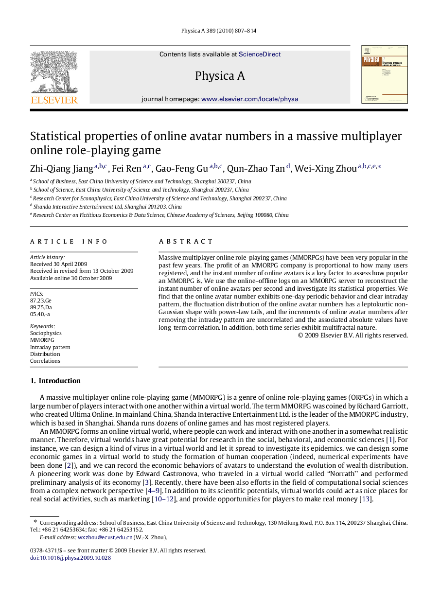 Statistical properties of online avatar numbers in a massive multiplayer online role-playing game