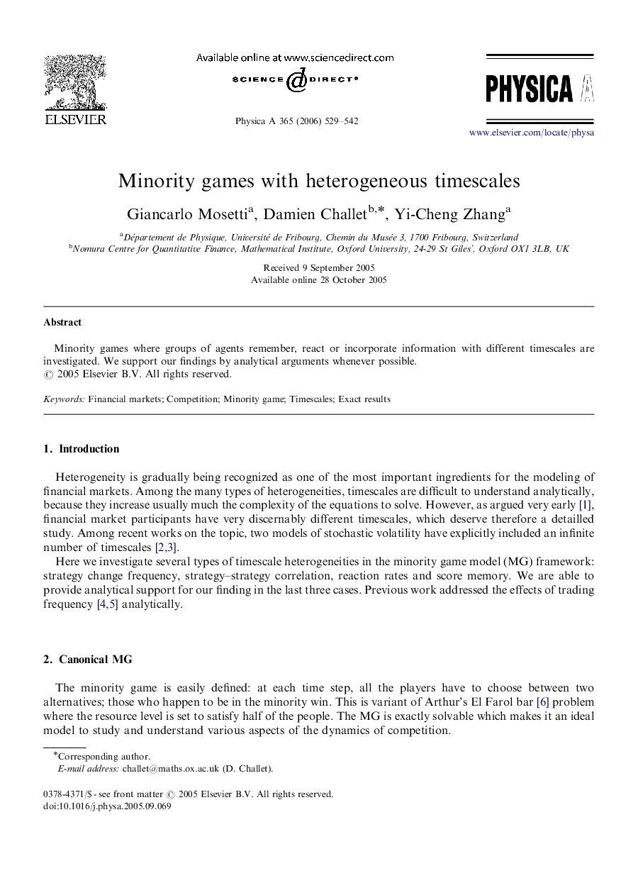 Minority games with heterogeneous timescales