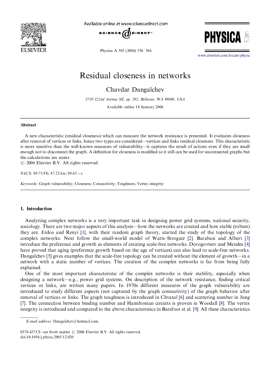 Residual closeness in networks