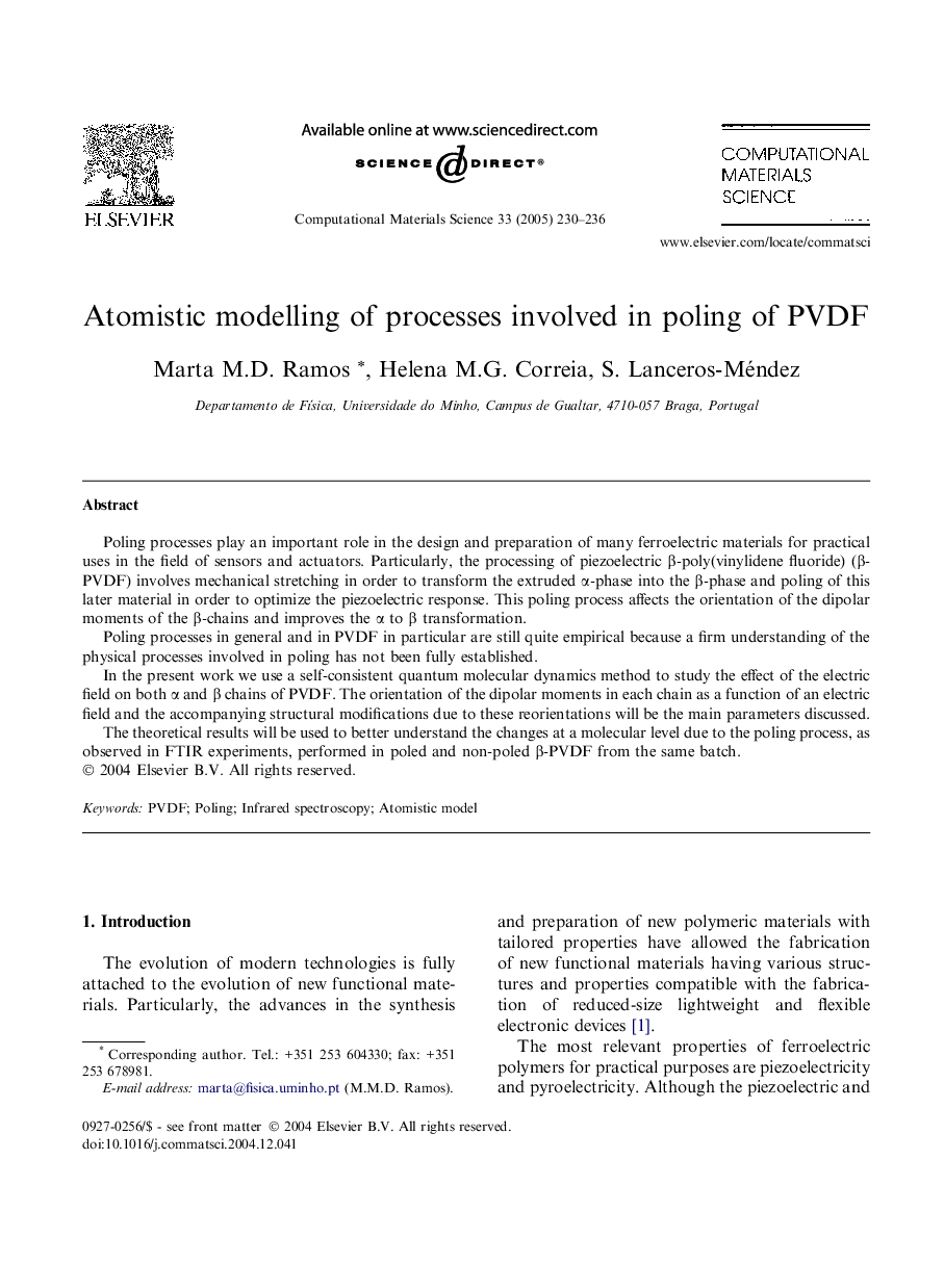 Atomistic modelling of processes involved in poling of PVDF