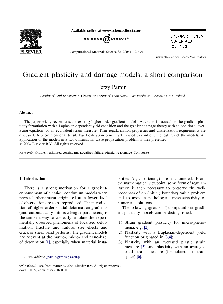 Gradient plasticity and damage models: a short comparison