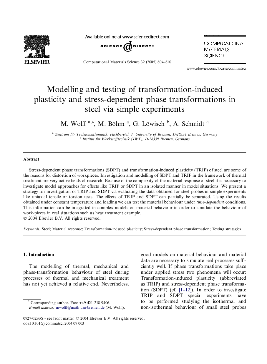 Modelling and testing of transformation-induced plasticity and stress-dependent phase transformations in steel via simple experiments