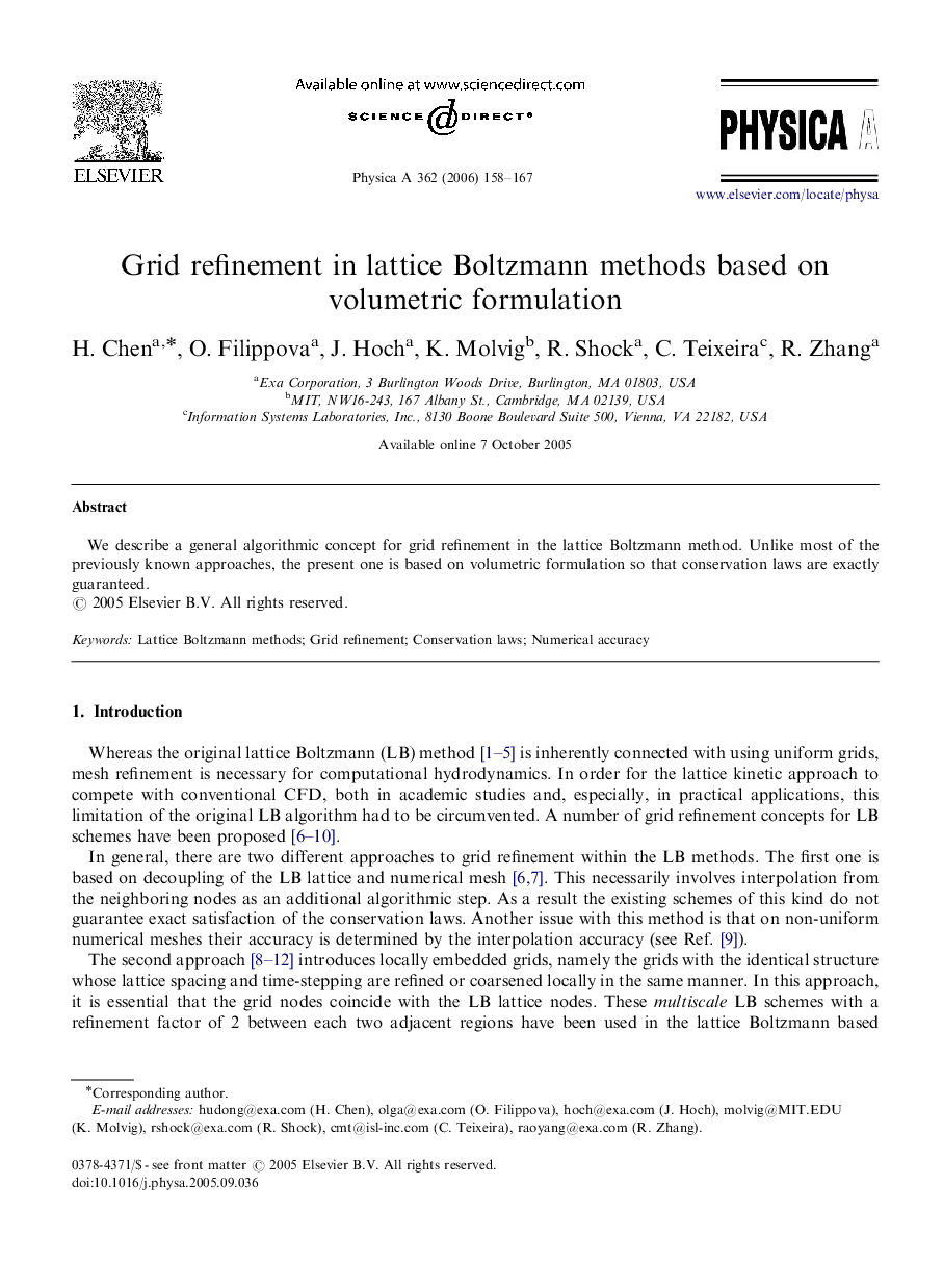 Grid refinement in lattice Boltzmann methods based on volumetric formulation