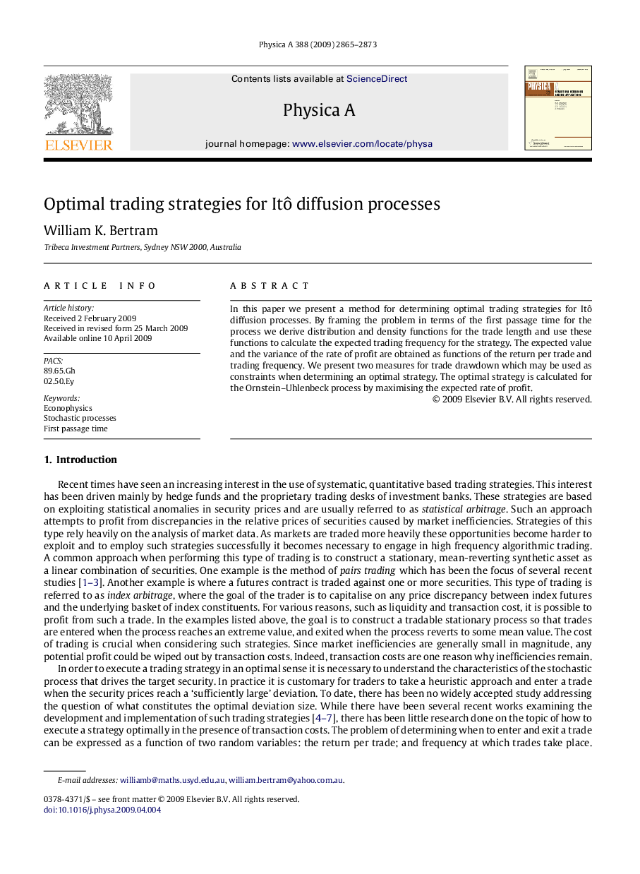 Optimal trading strategies for Itô diffusion processes