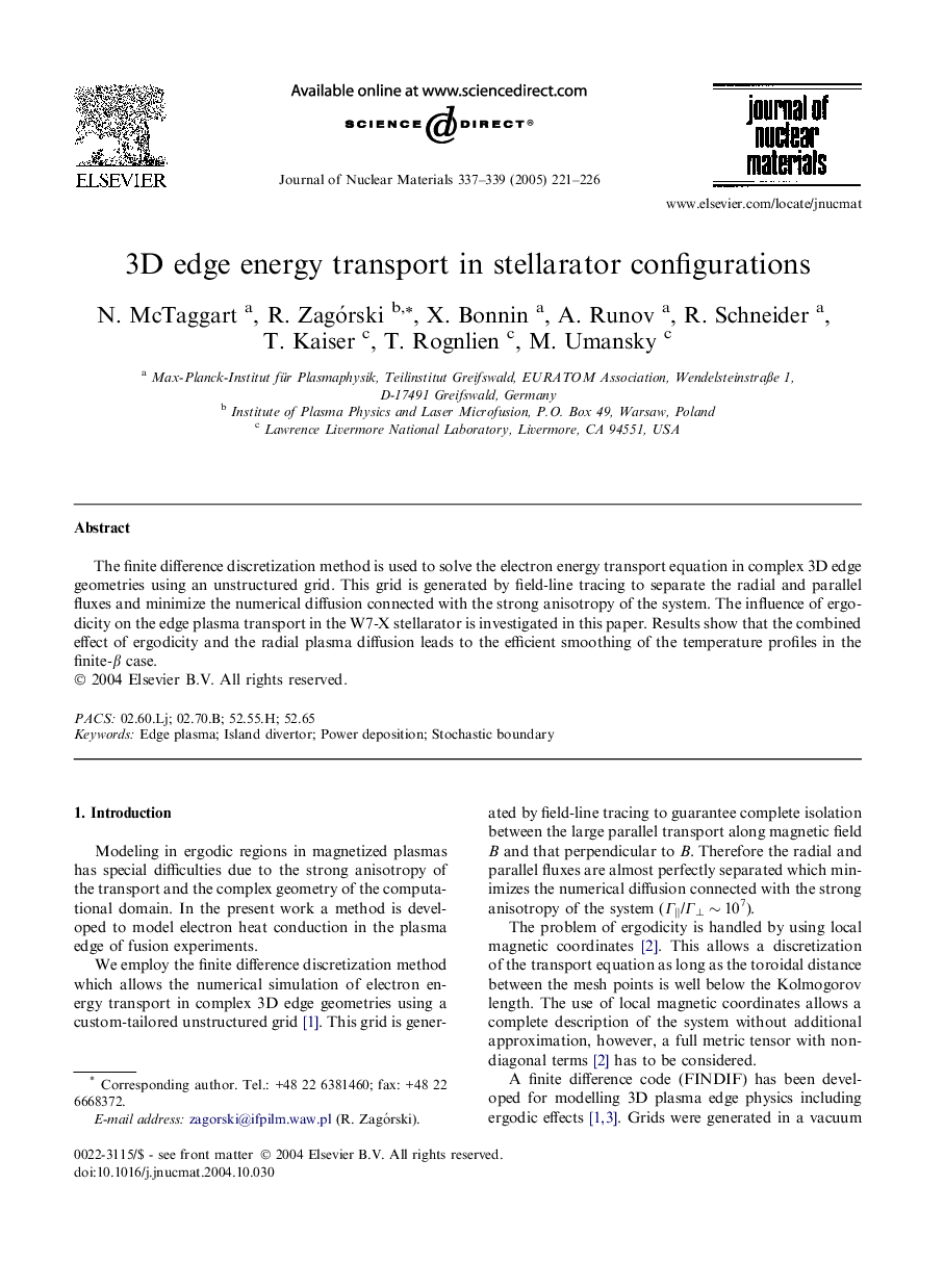 3D edge energy transport in stellarator configurations