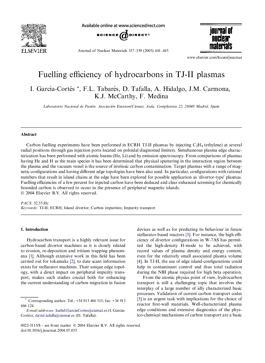 Fuelling efficiency of hydrocarbons in TJ-II plasmas