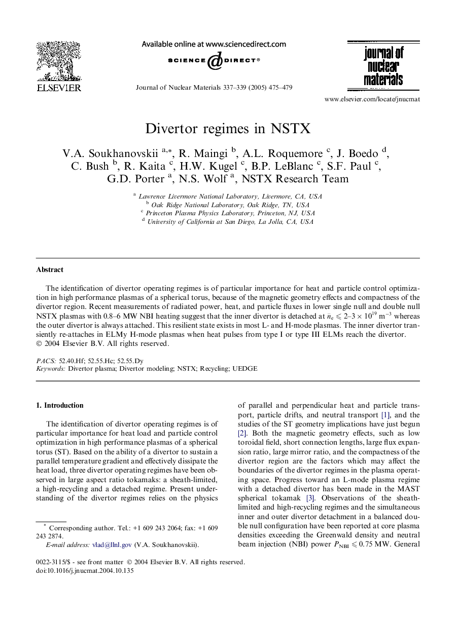 Divertor regimes in NSTX