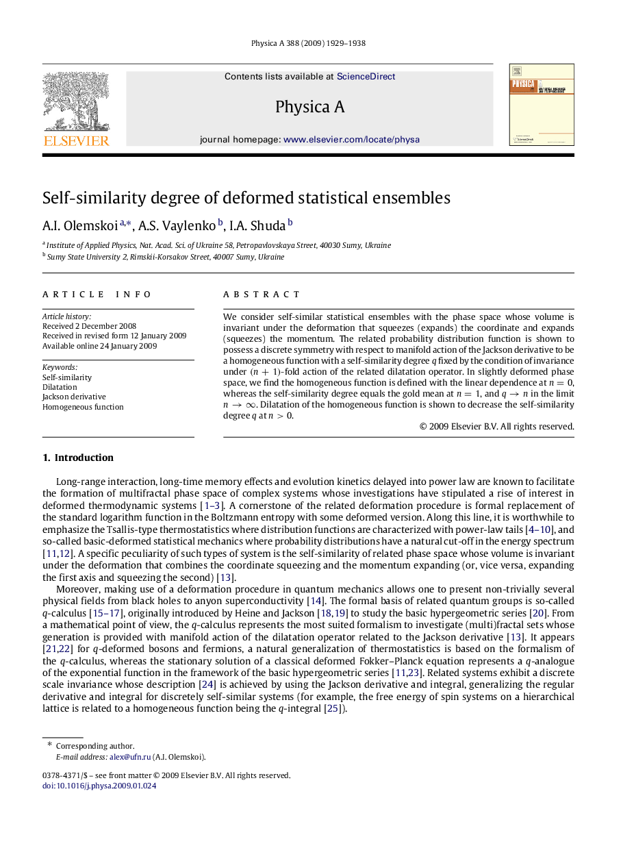 Self-similarity degree of deformed statistical ensembles