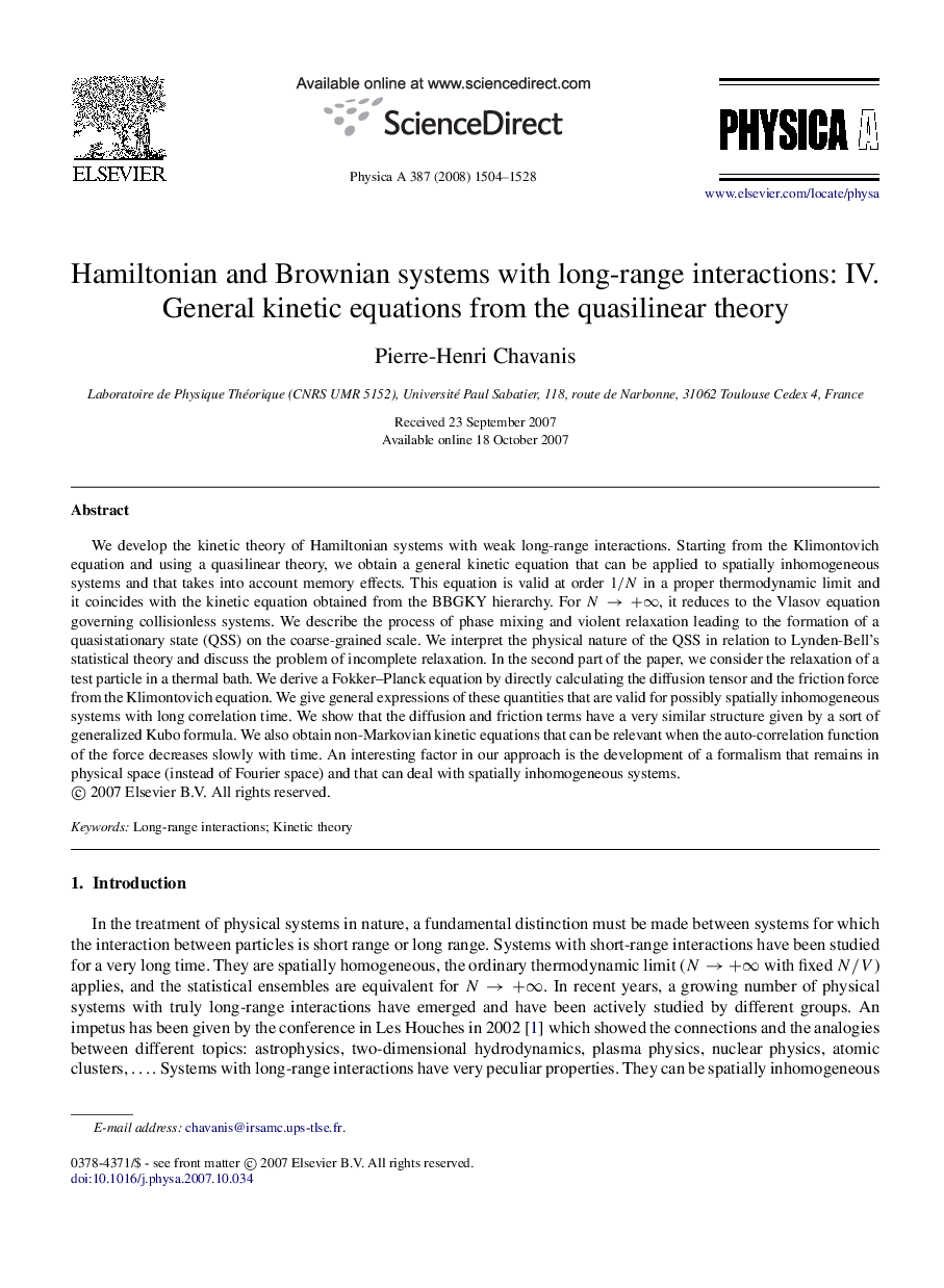 Hamiltonian and Brownian systems with long-range interactions: IV. General kinetic equations from the quasilinear theory