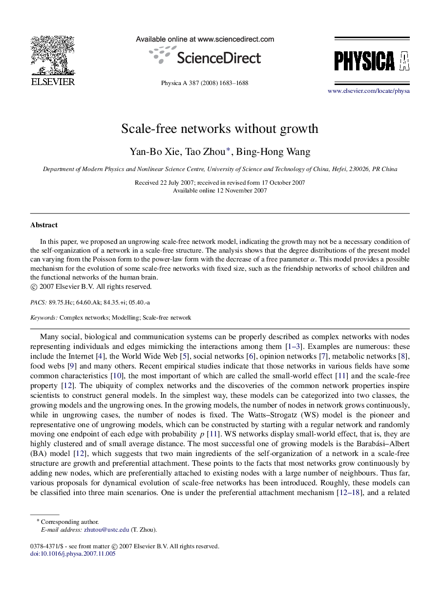 Scale-free networks without growth