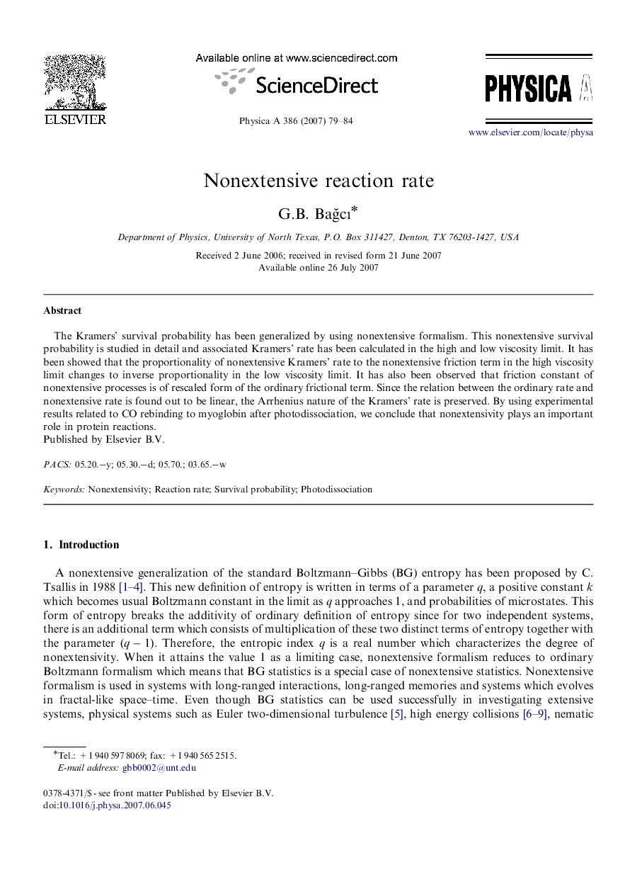 Nonextensive reaction rate