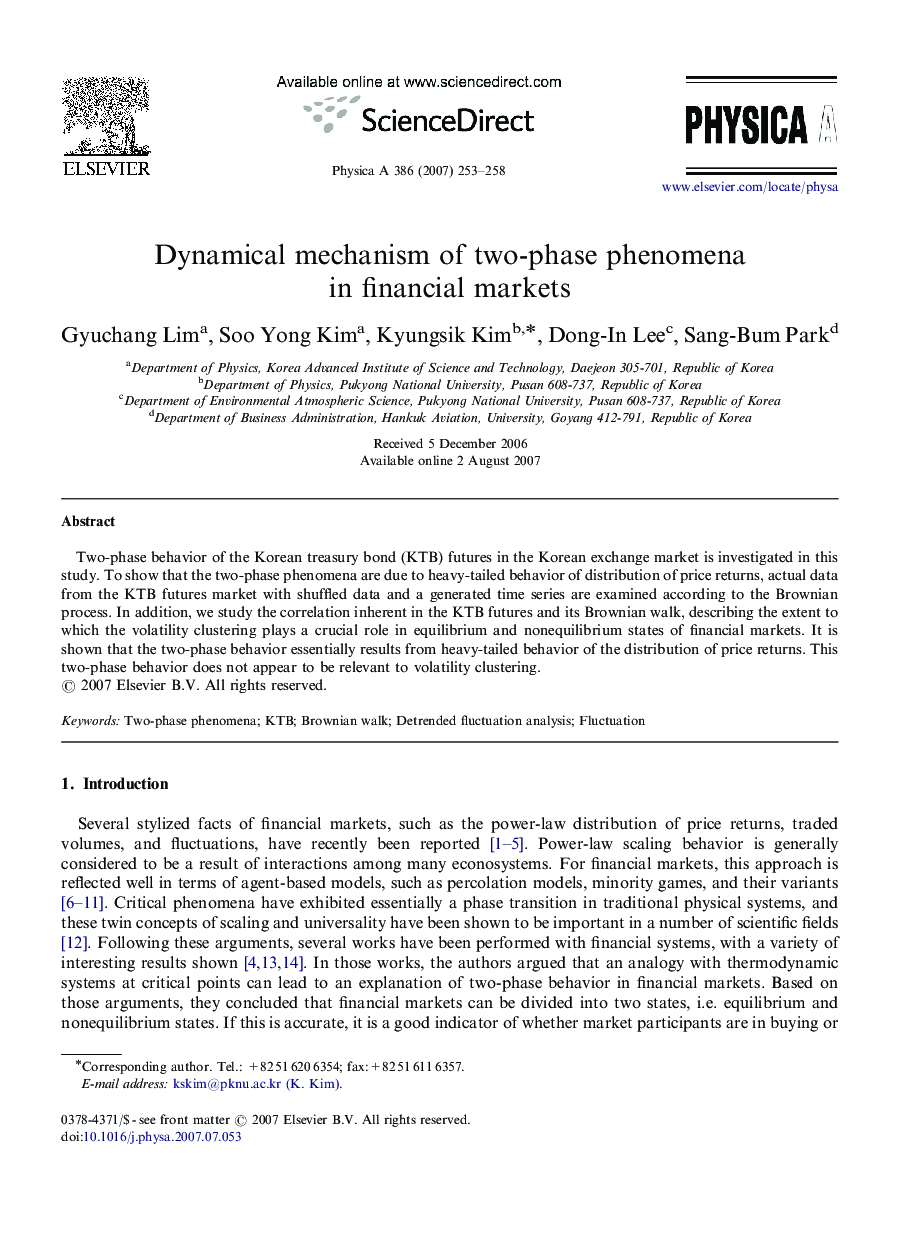 Dynamical mechanism of two-phase phenomena in financial markets