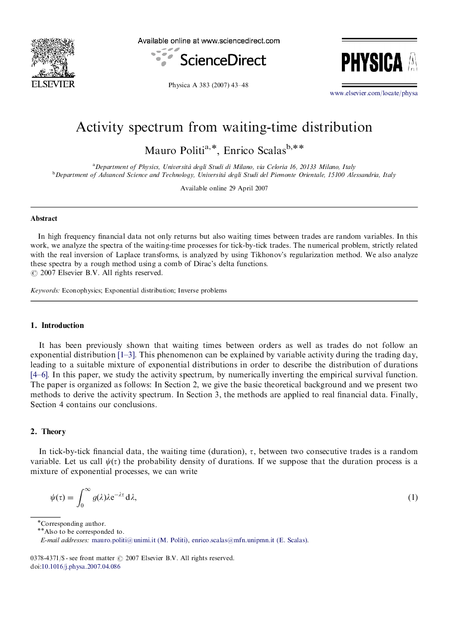 Activity spectrum from waiting-time distribution