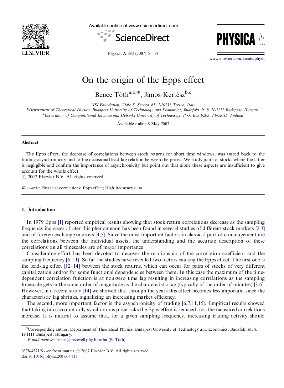 On the origin of the Epps effect