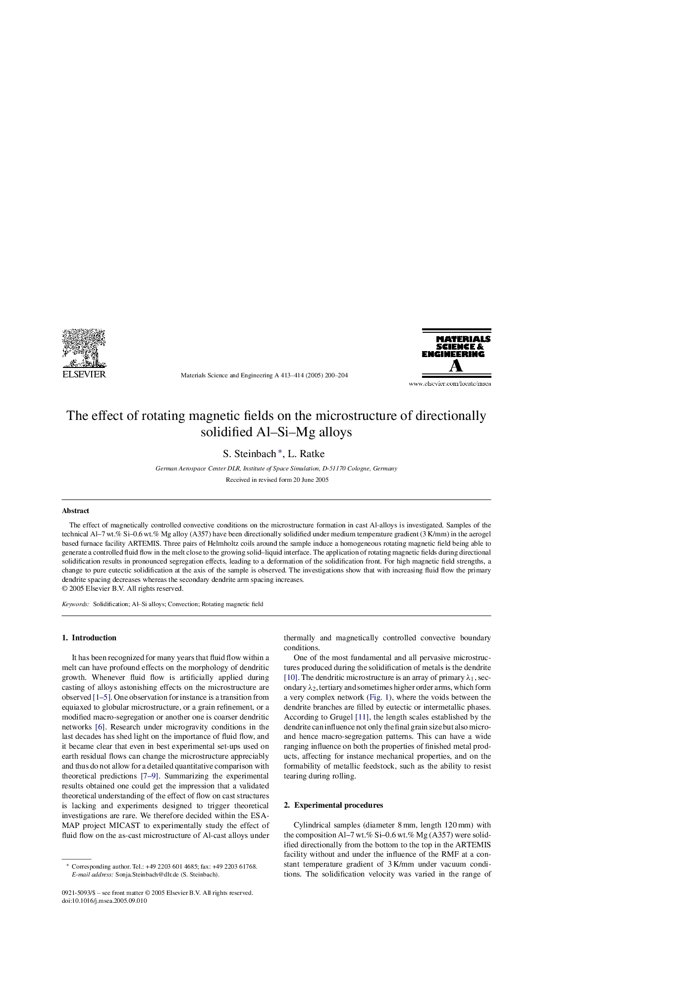 The effect of rotating magnetic fields on the microstructure of directionally solidified Al-Si-Mg alloys