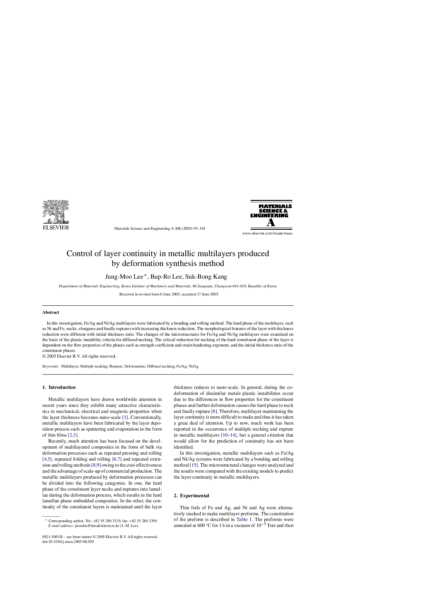 Control of layer continuity in metallic multilayers produced by deformation synthesis method