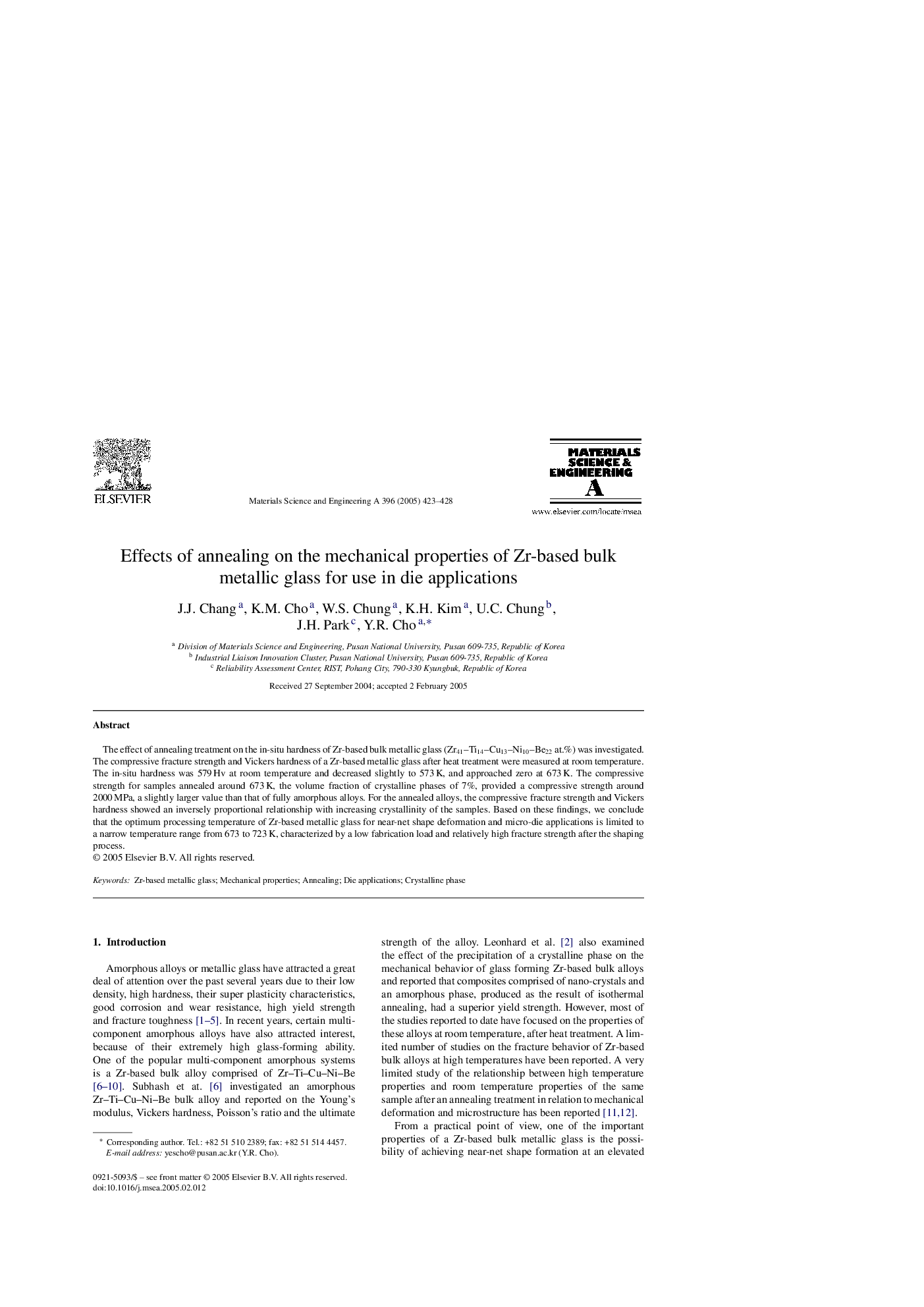 Effects of annealing on the mechanical properties of Zr-based bulk metallic glass for use in die applications