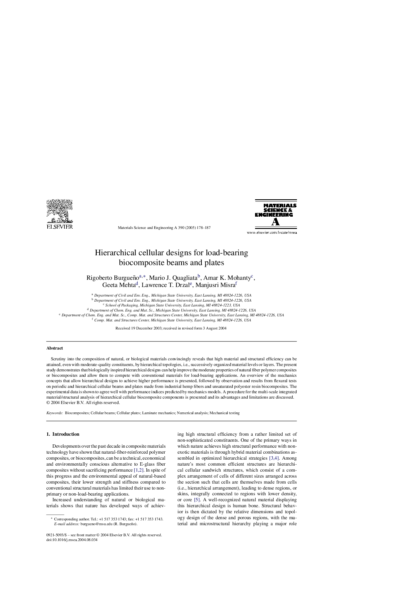 Hierarchical cellular designs for load-bearing biocomposite beams and plates