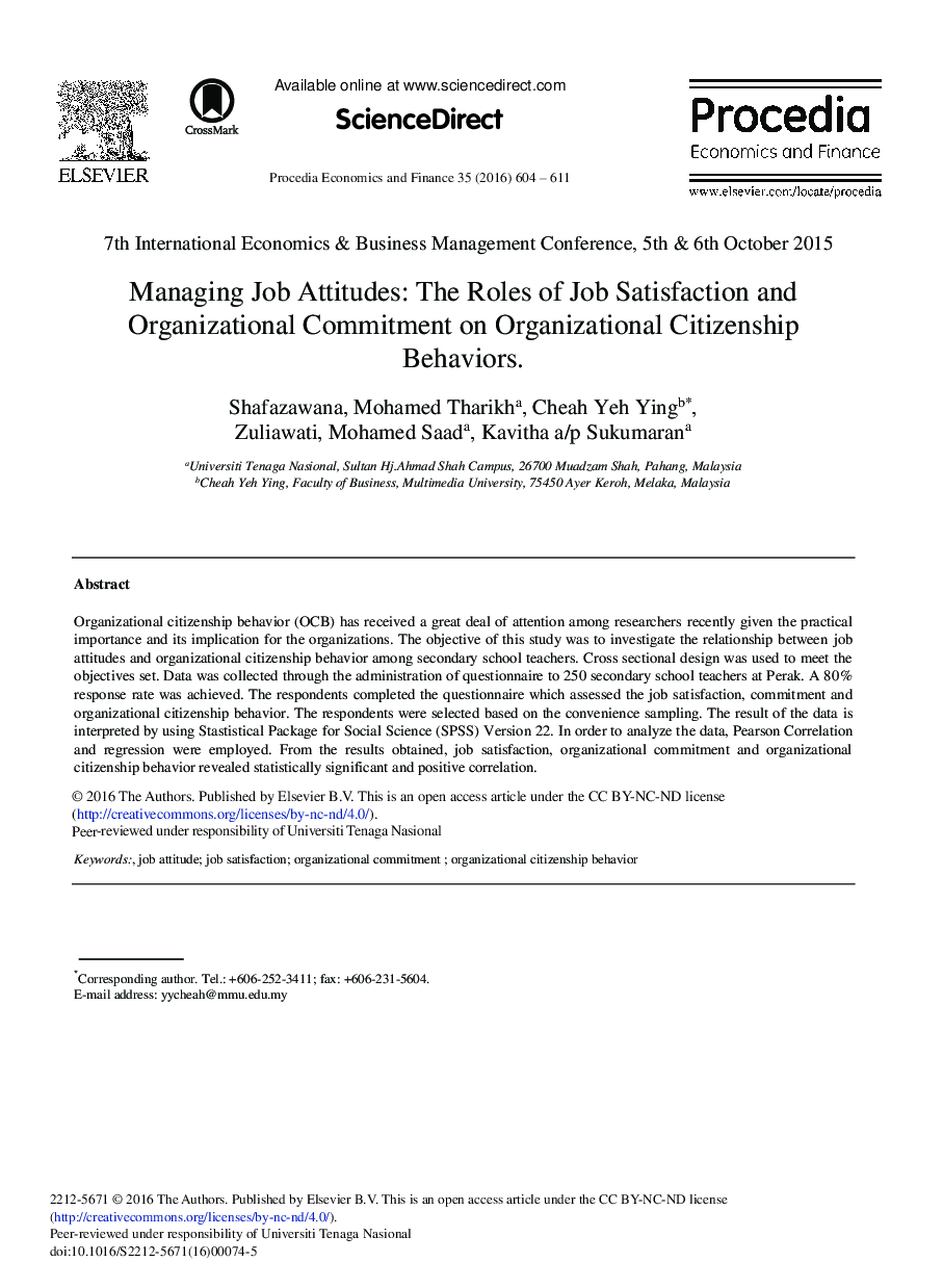 Managing Job Attitudes: The Roles of Job Satisfaction and Organizational Commitment on Organizational Citizenship Behaviors 