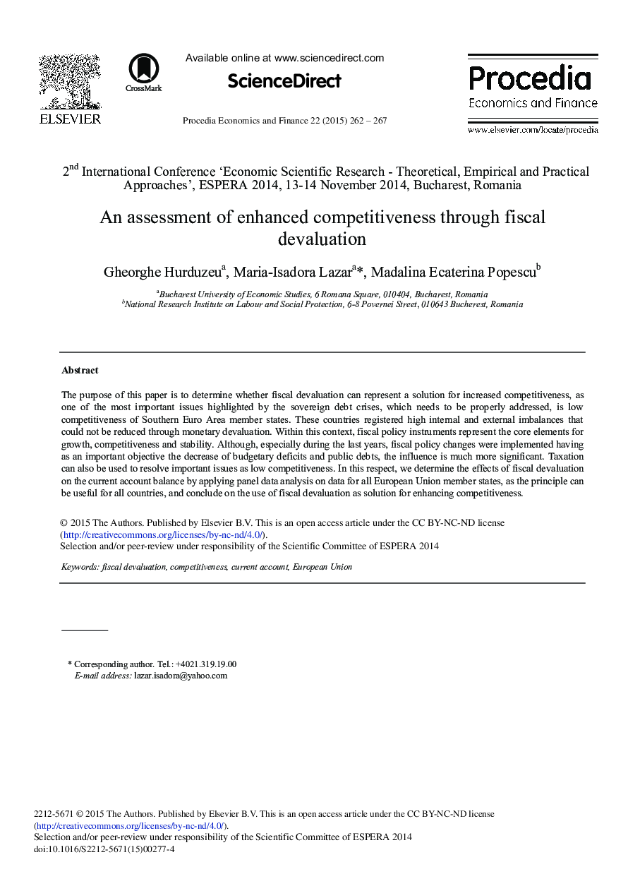 An Assessment of Enhanced Competitiveness through Fiscal Devaluation 
