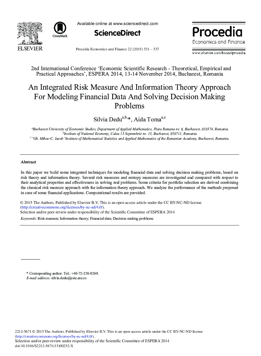 An Integrated Risk Measure and Information Theory Approach for Modeling Financial Data and Solving Decision Making Problems 