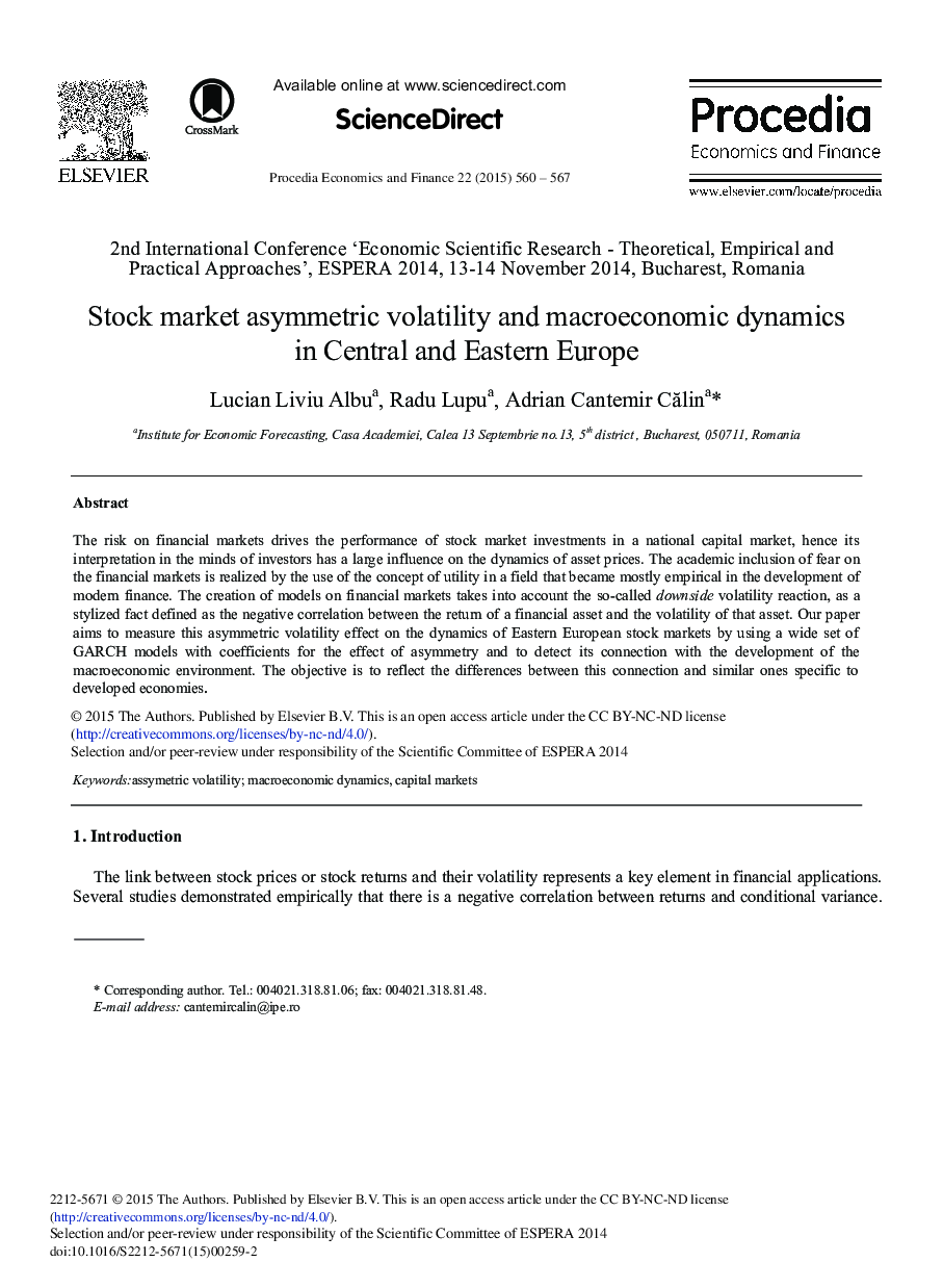 Stock Market Asymmetric Volatility and Macroeconomic Dynamics in Central and Eastern Europe 