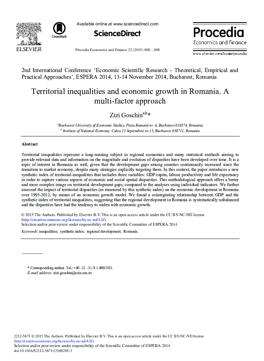 Territorial Inequalities and Economic Growth in Romania. A Multi-factor Approach 