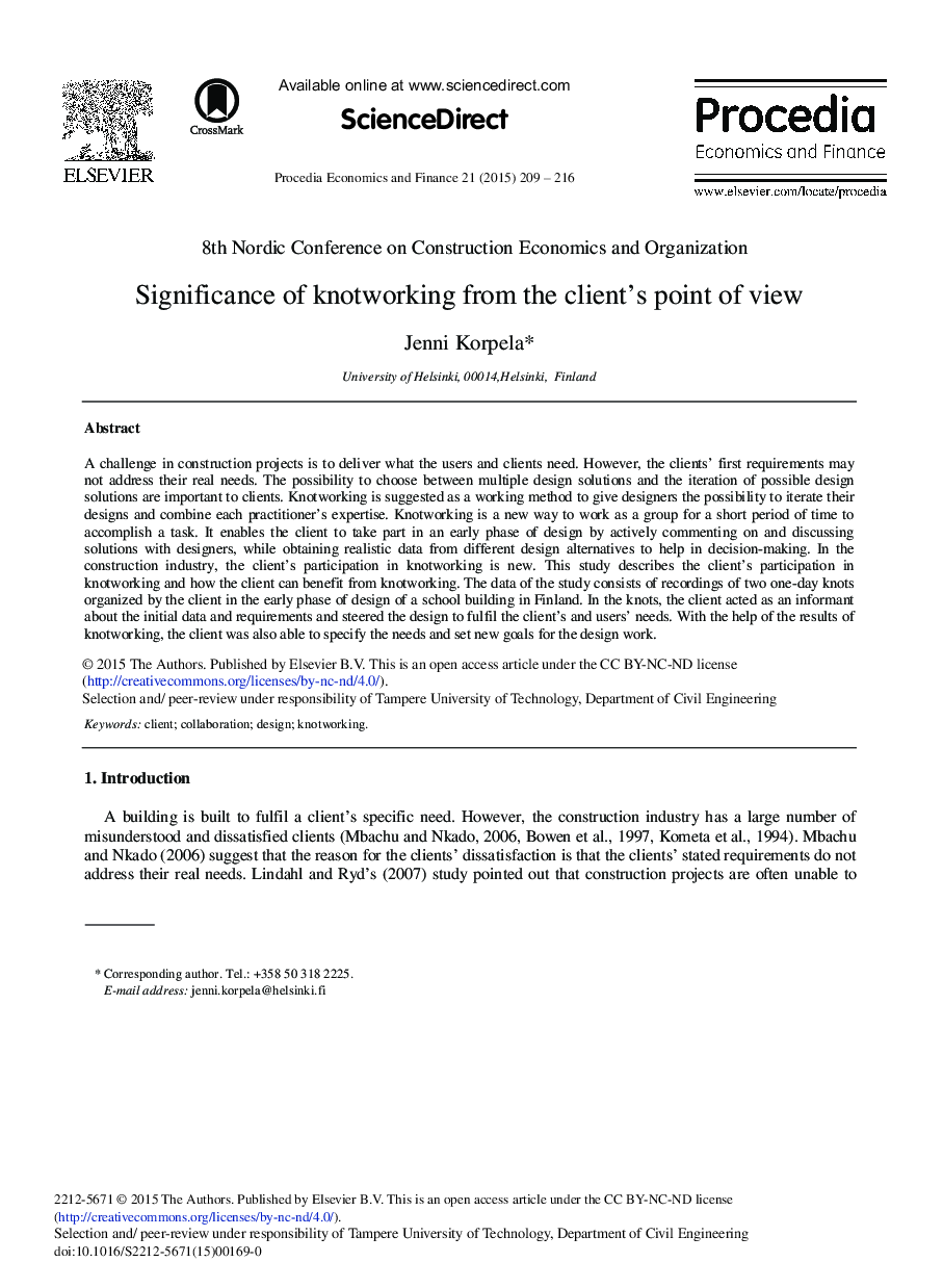 Significance of Knotworking from the Client's Point of View 
