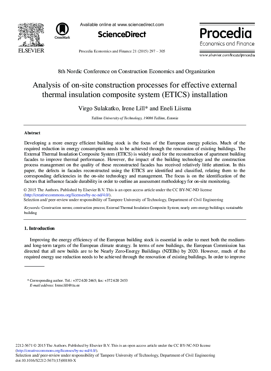 Analysis of On-site Construction Processes for Effective External Thermal Insulation Composite System (ETICS) Installation 