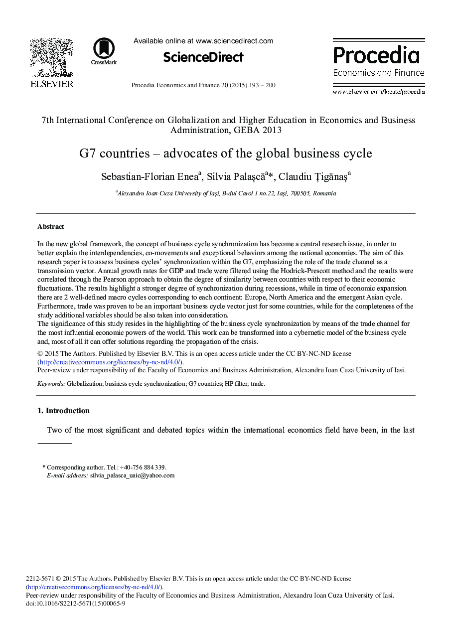 G7 Countries – Advocates of the Global Business Cycle 