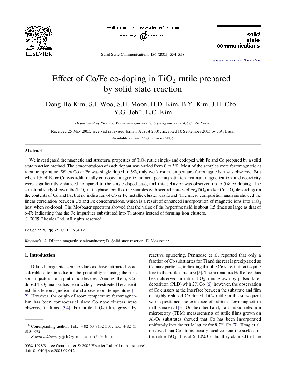 Effect of Co/Fe co-doping in TiO2 rutile prepared by solid state reaction