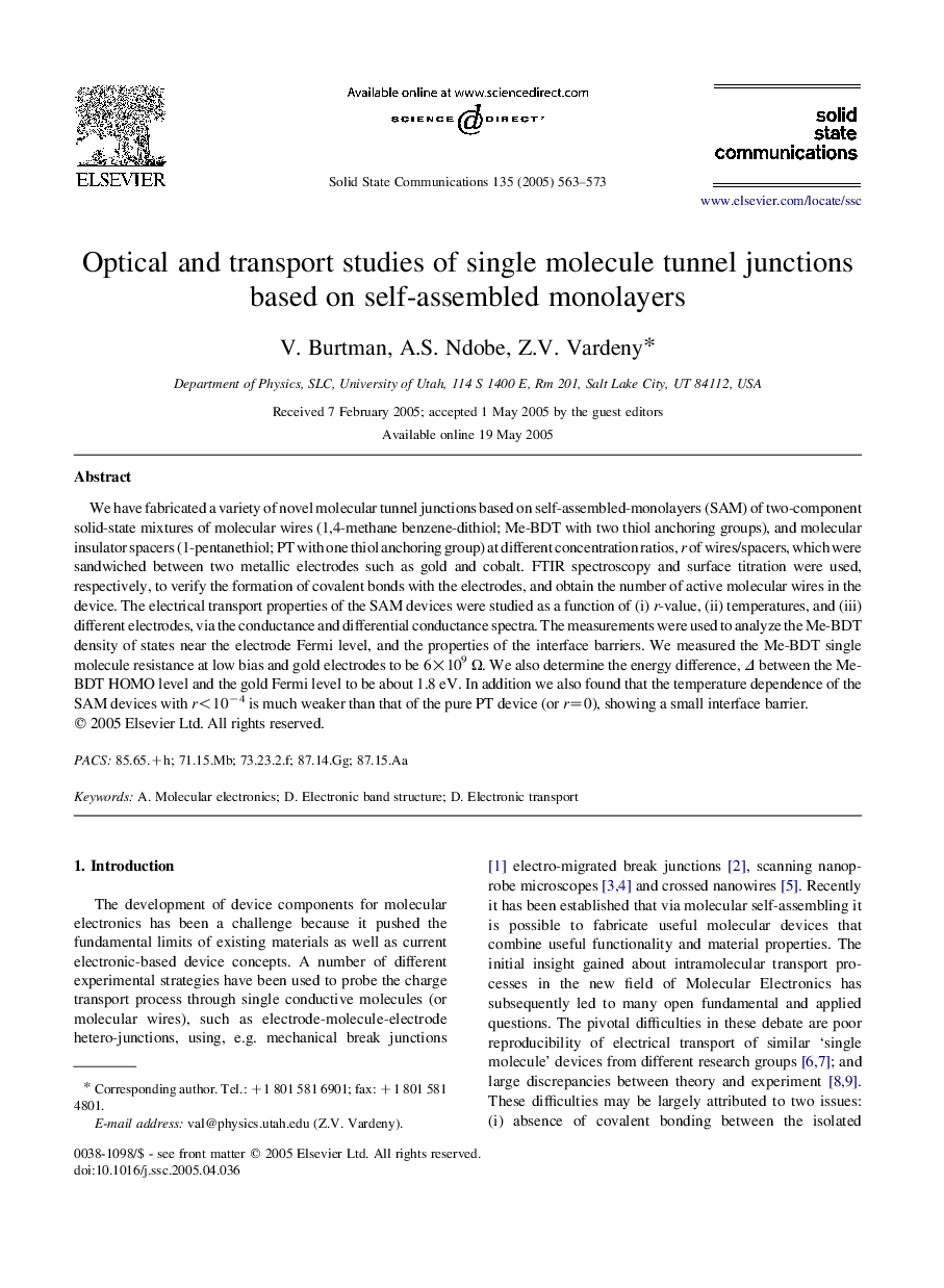 Optical and transport studies of single molecule tunnel junctions based on self-assembled monolayers