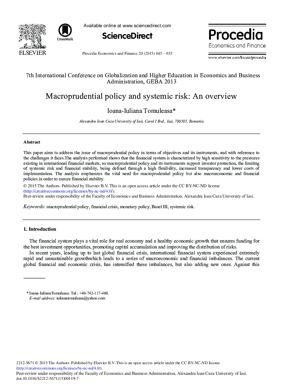 Macroprudential Policy and Systemic Risk: An Overview 