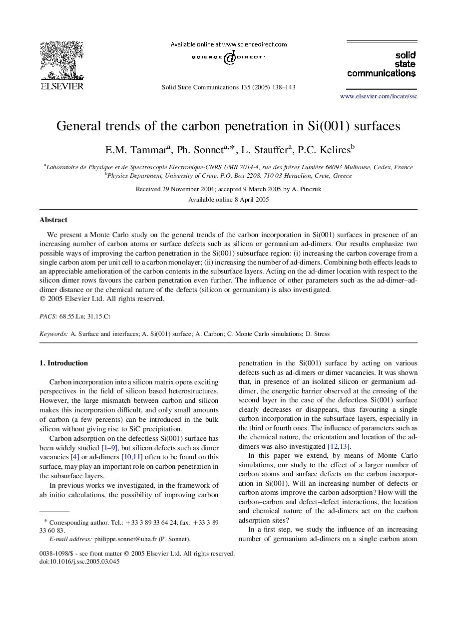 General trends of the carbon penetration in Si(001) surfaces