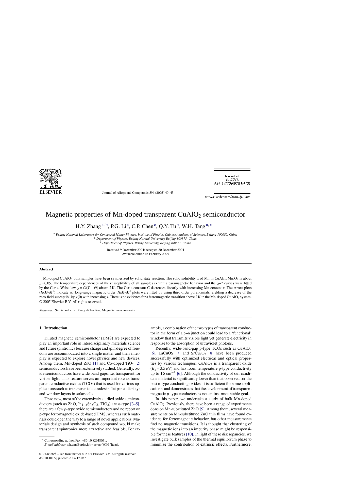 Magnetic properties of Mn-doped transparent CuAlO2 semiconductor