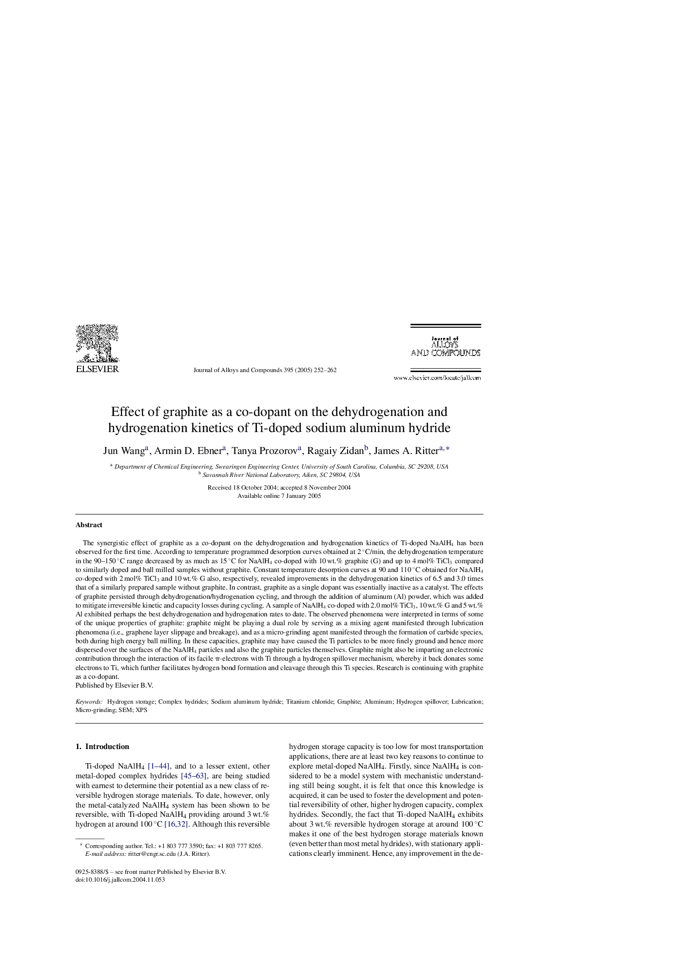 Effect of graphite as a co-dopant on the dehydrogenation and hydrogenation kinetics of Ti-doped sodium aluminum hydride