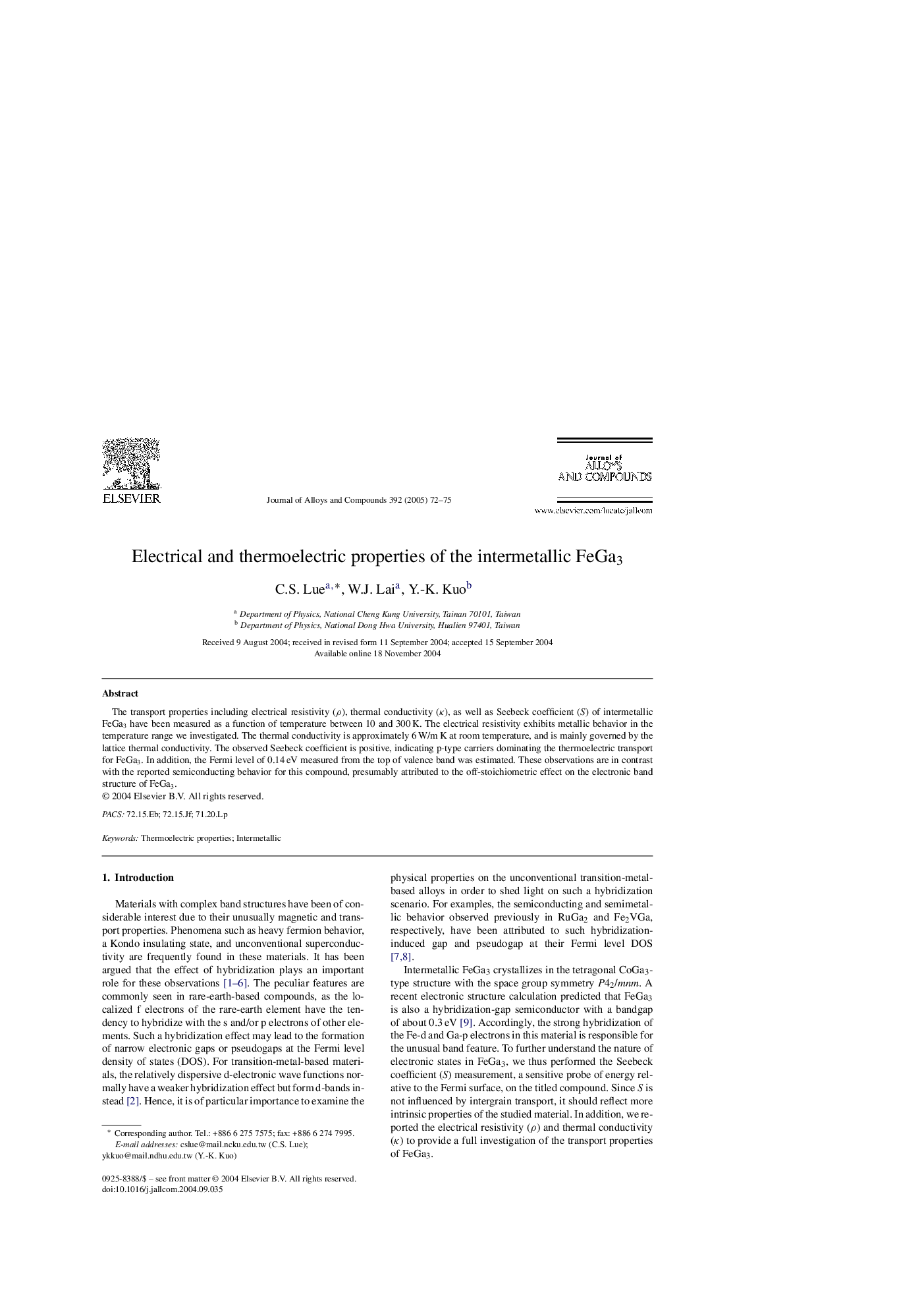 Electrical and thermoelectric properties of the intermetallic FeGa3